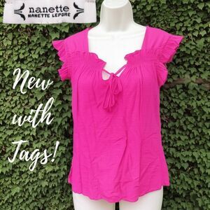 Nanette Lepore Blouse Top Tee | Women's Size M | Pink | NWT | Sheer Sleeveless